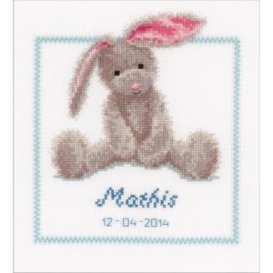 Vervaco Counted Cross Stitch Kit 7.5"X8.5" Cute Bunny Birth Record