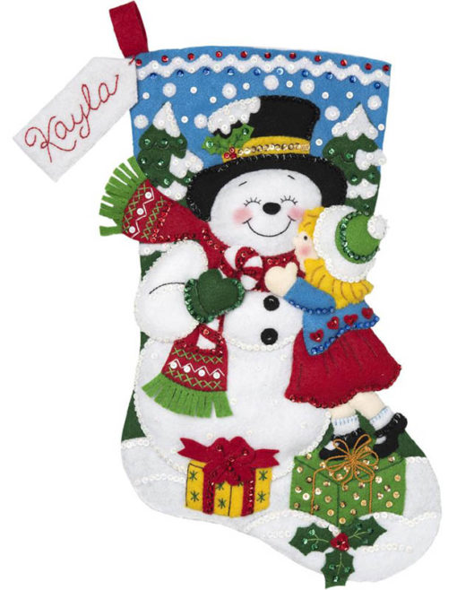Snow Man Kisses Bucilla Christmas Stocking