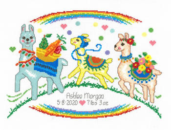 Llama Birth Record Cross Stitch Pattern by Imaginating 