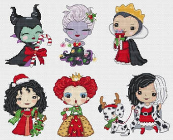Princesses of Evil Celebrate Christmas - Cross Stitch Pattern 
