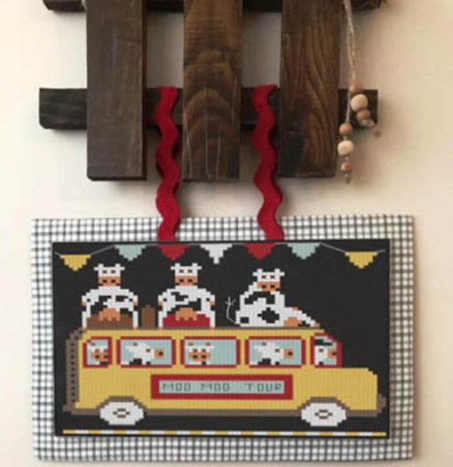 Twin Peak Primitives Cross Stitch Pattern COW EXPRESS Hit the Road Series #1
