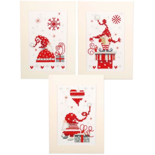 Vervaco Christmas Gnomes Cards Counted Cross-Stitch Kit