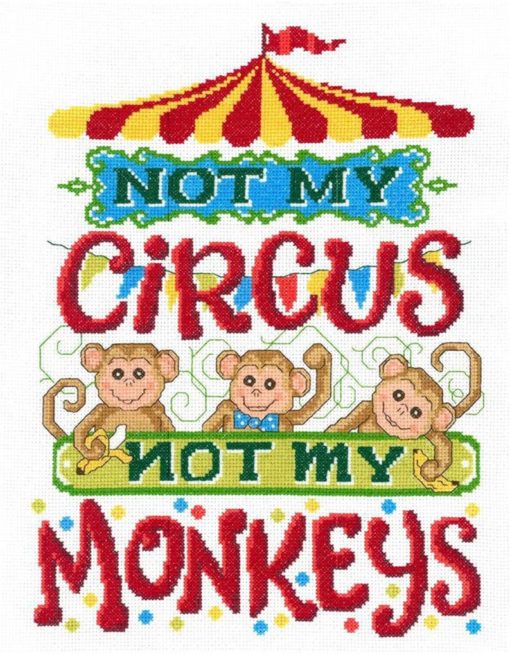 Imaginating NOT MY CIRCUS Not My Monkey Cross Stitch Pattern