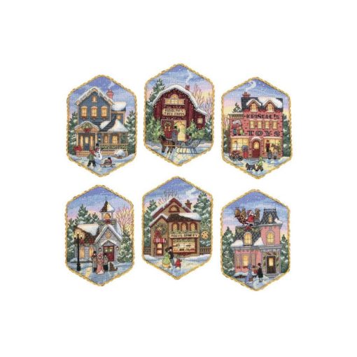 Dimensions Gold CHRISTMAS VILLAGE ORNAMENTS Counted Cross Stitch Kit 5"