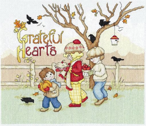 GRATEFUL HEARTS Cross Stitch KIT by Imaginating - Mary Engelbreit Cross Stitch Pattern