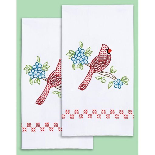Jack Dempsey CARDINAL Stamped Cross Stitch Hand Towel Kit