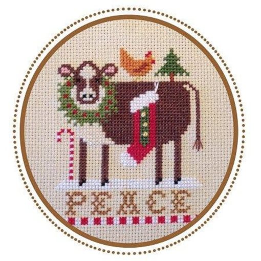Plum Pudding NeedleArt CHRISTMAS COW ORNAMENT Cross Stitch Pattern