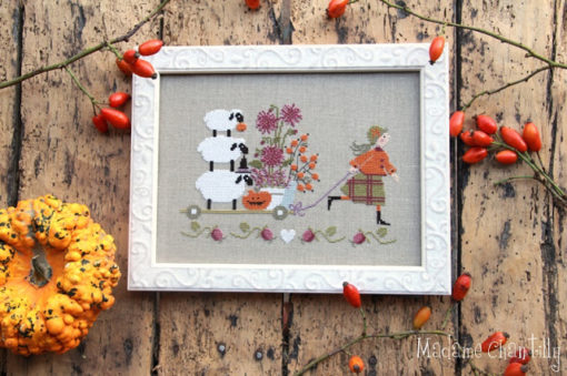 Madame Chantilly Autumn Delivery Cross Stitch Pattern