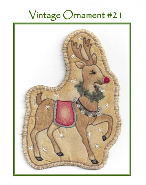 Chickadee Hollow Designs Vintage CHRISTMAS SANTA'S REINDEER Hand Embroidery Pattern