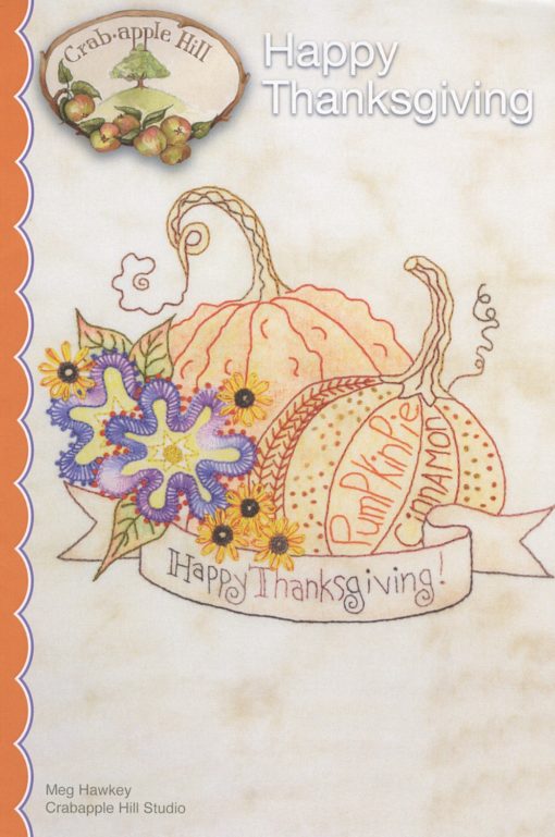 Crabapple Hill Studio HAPPY THANKSGIVING Hand Embroidery Pattern