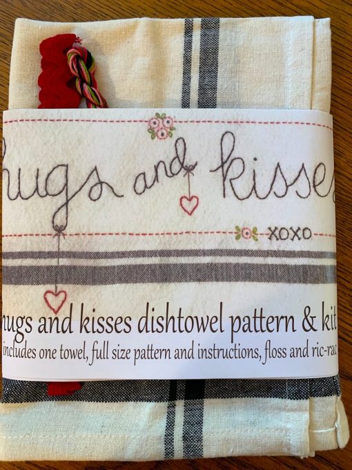 Bareroots HUGS & KISSES Hand Embroidery Dishtowel Kit