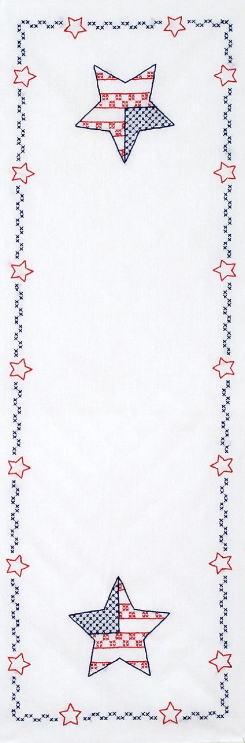 Jack Dempsey INDEPENDENCE DAY Table Runner Stamped Cross Stitch