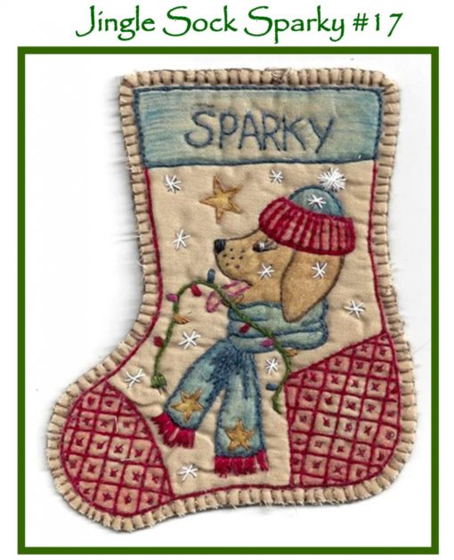 Chickadee Hollow Designs JINGLE SOCK SPARKY Hand Embroidery Pattern