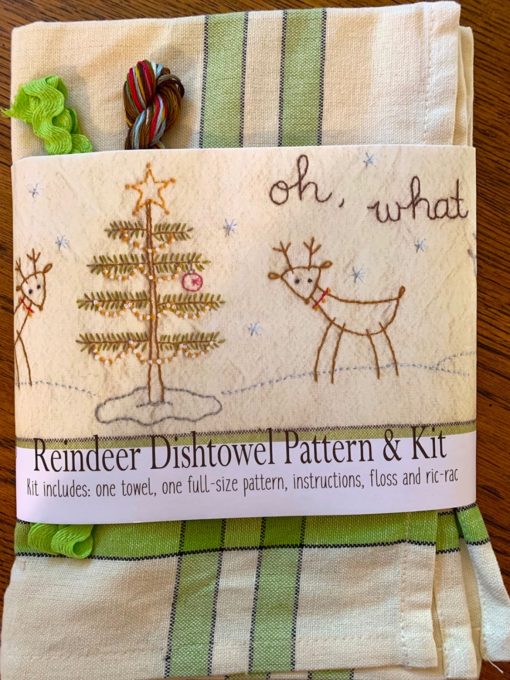 Bareroots OH WHAT FUN Hand Embroidery Dishtowel Kit