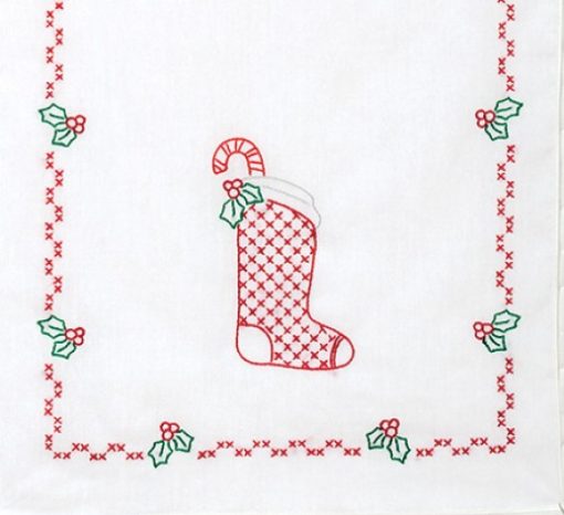 Jack Dempsey CHRISTMAS STOCKING Table Runner Stamped Cross Stitch