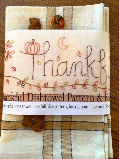 Bareroots THANKFUL Hand Embroidery Dishtowel Kit