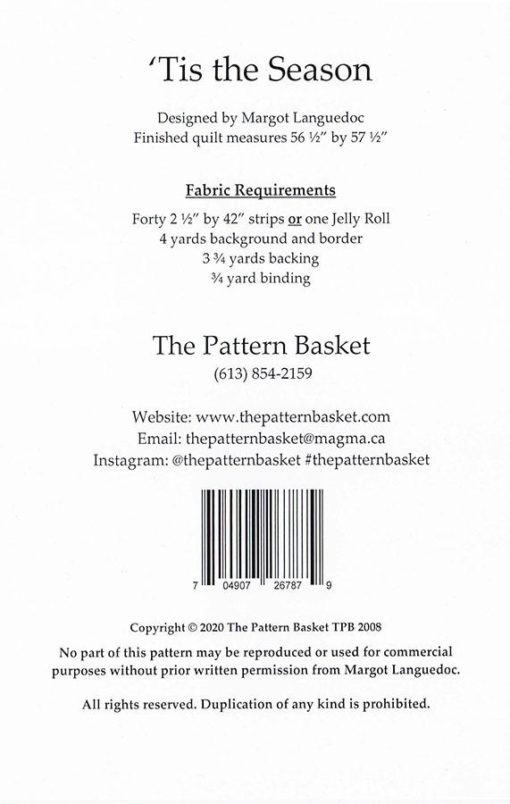 The Pattern Basket TIS THE SEASON Quilt Pattern