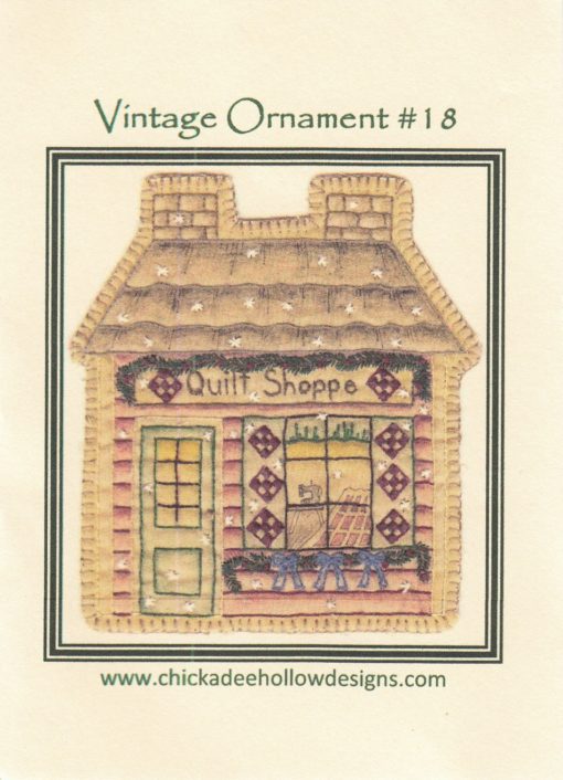 Chickadee Hollow Designs Vintage CHRISTMAS ORNAMENT QUILT Shop Hand Embroidery Pattern