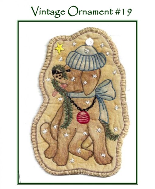 Chickadee Hollow Designs Vintage CHRISTMAS SANTA'S PUP Hand Embroidery Pattern