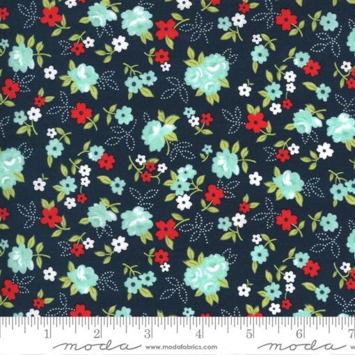 Sunday Stroll by Bonnie & Camille for Moda Fabrics - Small White Navy Floral Yardage