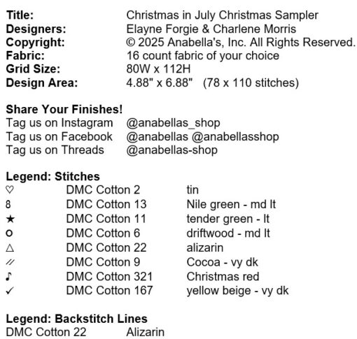 Christmas in July Christmas Sampler Cross Stitch Chart