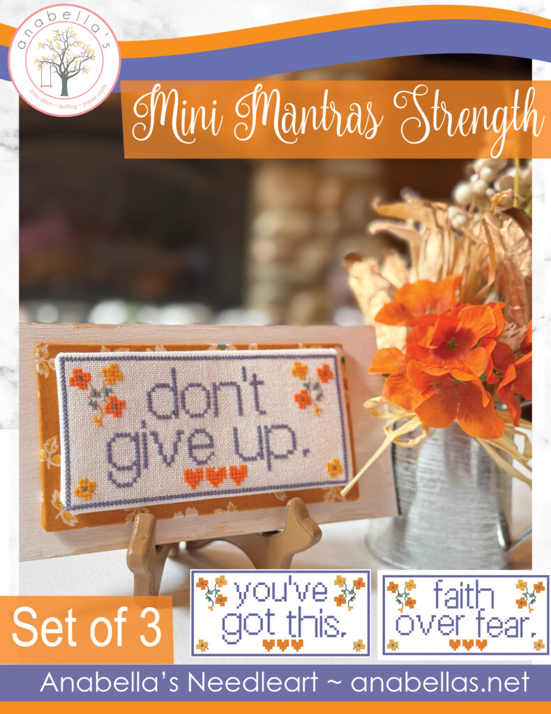 Mini Mantras Strength Cross Stitch Pattern by Anabella's Needleart