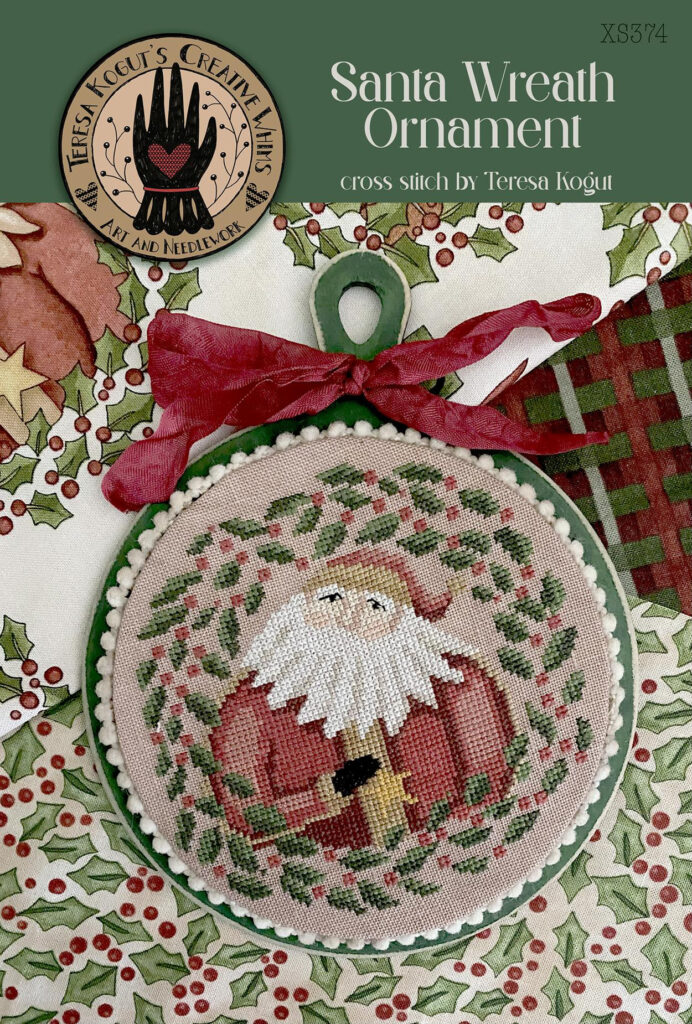 Santa Wreath Ornament Cross Stitch Chart by Teresa Kogut