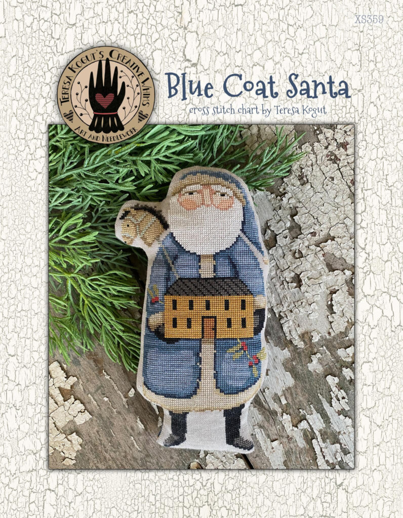Blue Coat Santa Cross Stitch Chart by Teresa Kogut