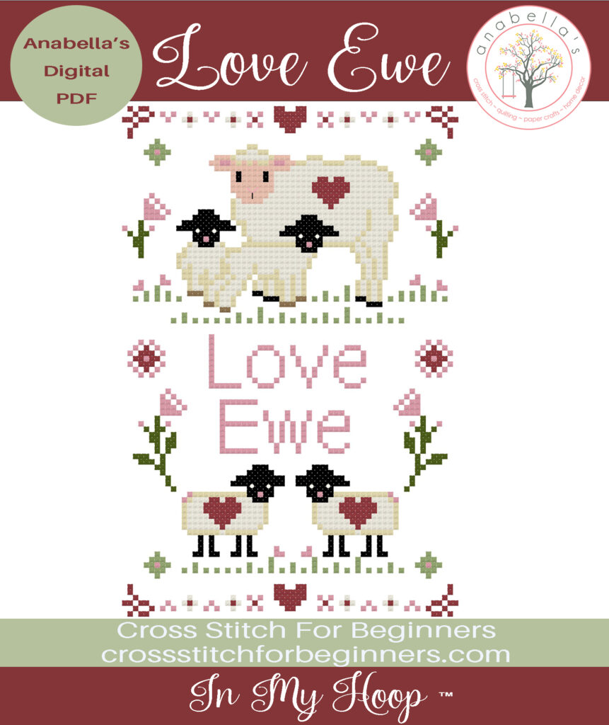 Love Ewe Cross Stitch Chart by Anabella's Needleart - Digital Cross Stitch