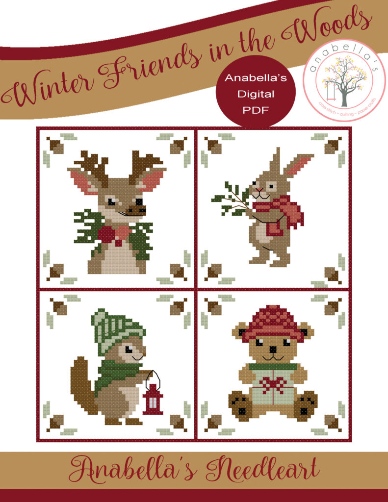 Digital Cross Stitch Chart Winter Friends in the Woods Cross Stitch Chart by Anabella's Needleart ~ PDF Cross Stitch