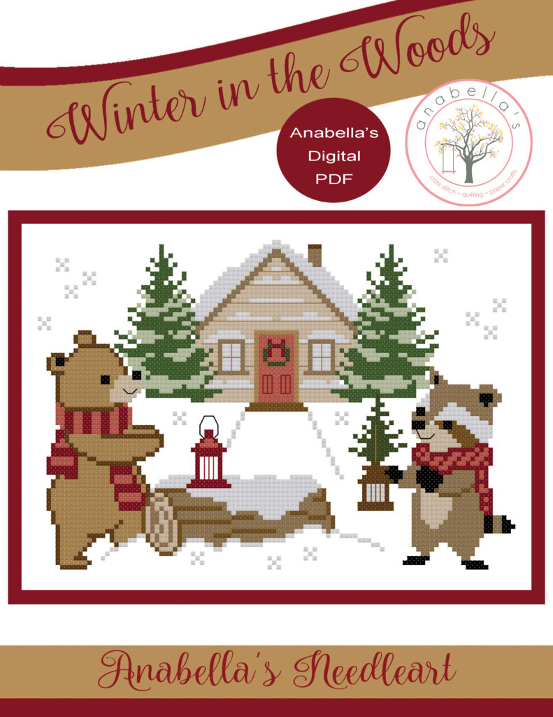Digital Cross Stitch Chart Winter in the Woods Cross Stitch Chart by Anabella's Needleart ~ PDF Cross Stitch Description Step into a peaceful winter woodland with Winter in the Woods, a heartwarming cross stitch design featuring forest friends gathered around a cozy cottage, lanterns glowing softly in the snow. This charming scene captures the quiet magic of Winter — perfect for seasonal decorating or as a keepsake piece you’ll enjoy bringing out year after year. Design Details • Woodland animals in a cozy winter setting • Cottage home with festive wreath and lanterns • Soft snowfall and evergreen trees • Classic winter colors with rustic charm Pattern Information • Stitch Count: 112 x 80 • Finishing Fabric sold separately here: https://anabellasshop.etsy.com/listing/4427618562 • Floss: DMC see additional photo for floss requirements • Technique: Full cross stitches (backstitching as indicated) 📌 Floss legend, color chart, and additional pattern details are included in the listing photos.