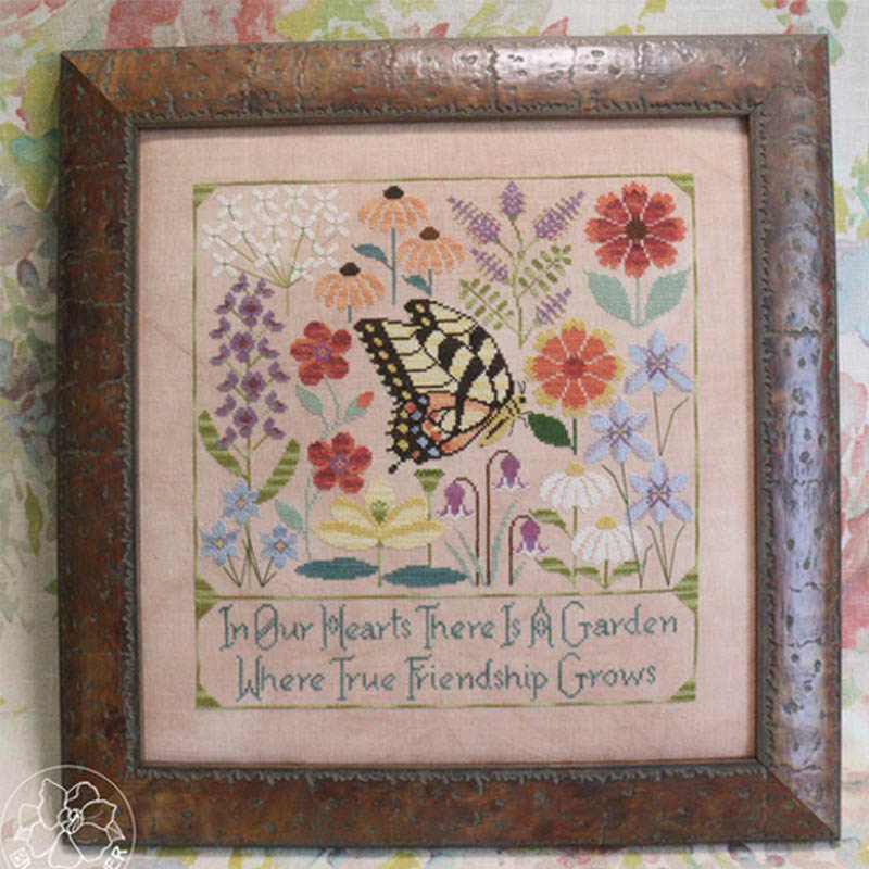 The Blue Flower Hearts Garden Flower Cross Stitch chart by The Blue Flower