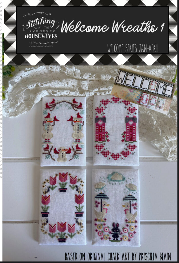 Welcome Wreaths 1 | Cross Stitch Chart by Stitching With the Housewives