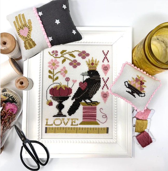 Tiny Modernist King of Hearts & Stitches Cross Stitch Pattern