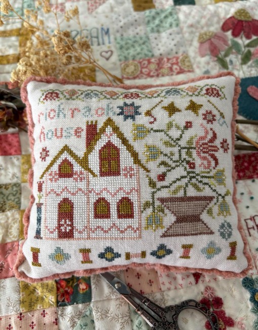 Pansy Patch Rick Rack House Cross Stitch Chart - Houses on Stitchery Lane #2