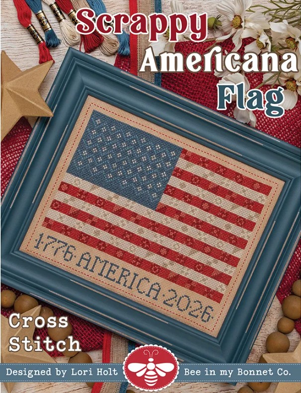 Scrappy Americana Flag Cross Stitch Pattern by Lori Holt