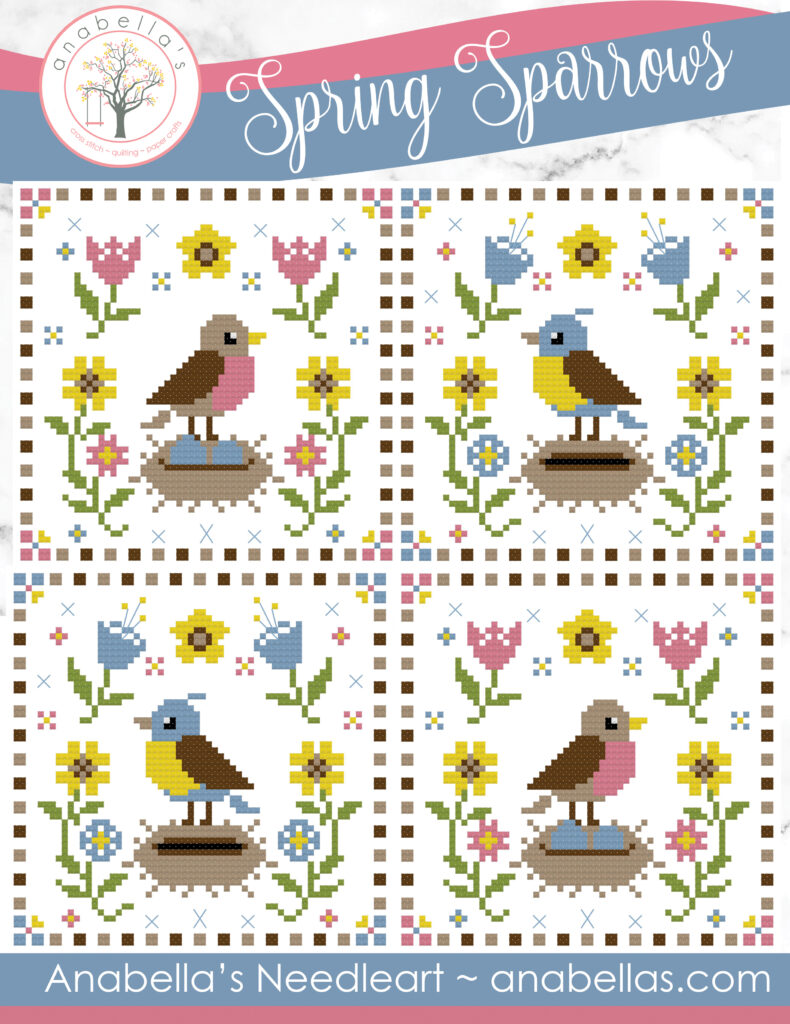 Spring Sparrows Cross Stitch Pattern by Anabella's Needleart
