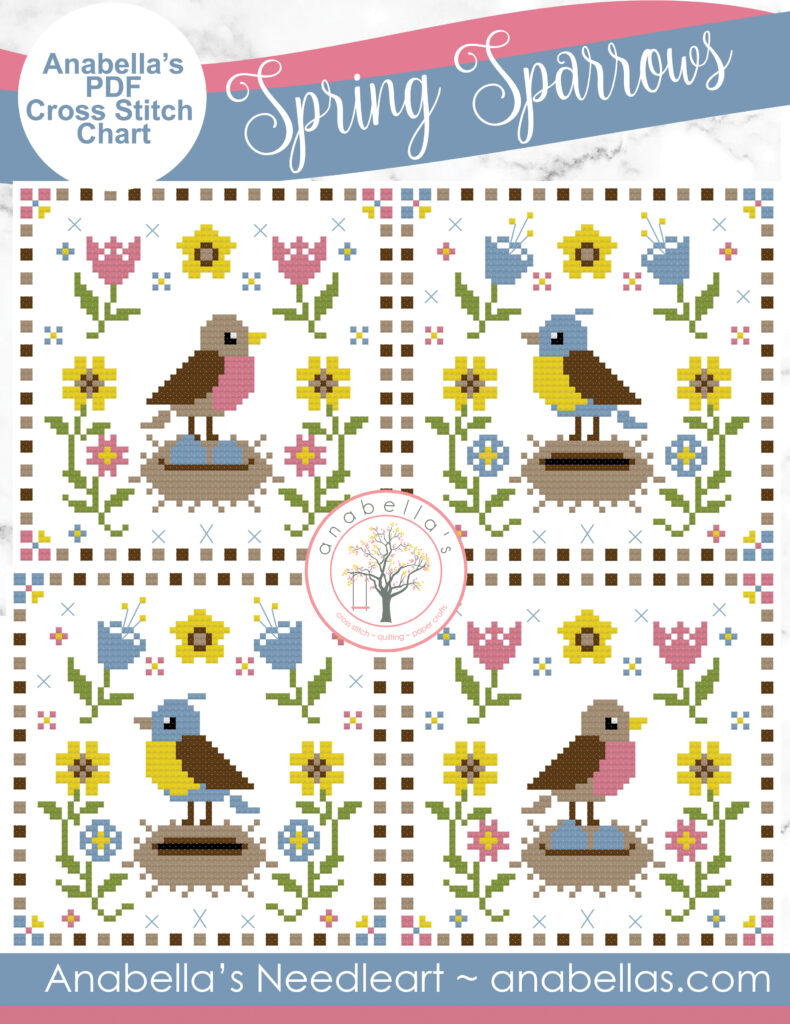 PDF Spring Sparrows Cross Stitch Pattern by Anabella's Needleart