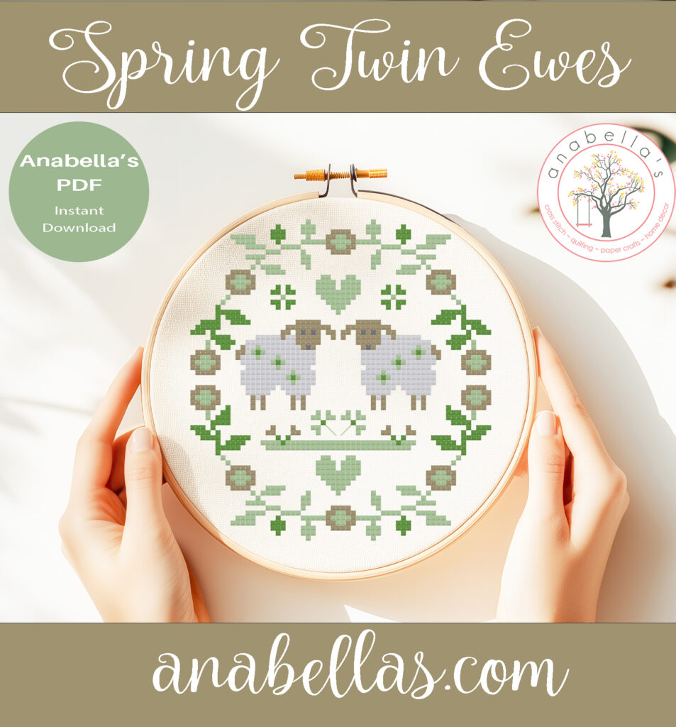 Spring Twin Ewes Cross Stitch chart - PDF
