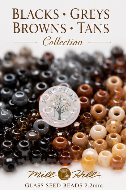 Mill Hill Glass Seed Beads – Blacks, Browns & Tans for Cross Stitch