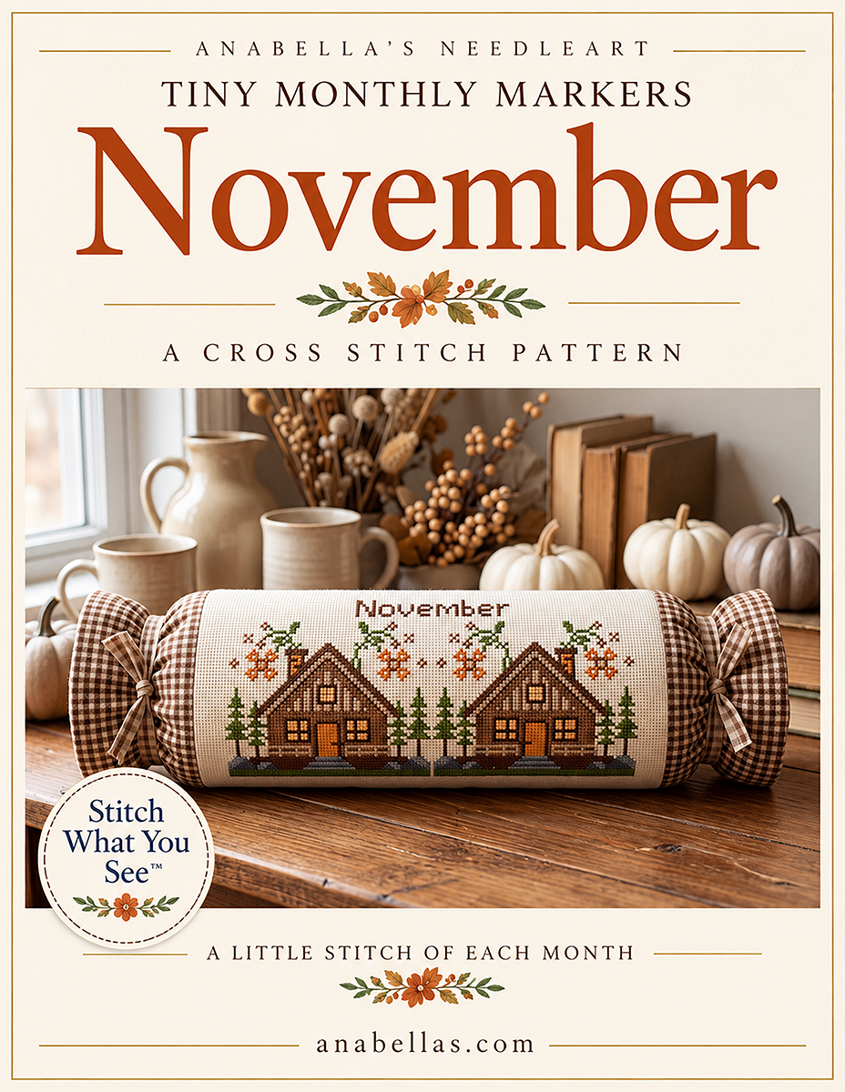 November Tiny Monthly Marker Seasonal Circles Halloween Cross Stitch Chart by Anabella's