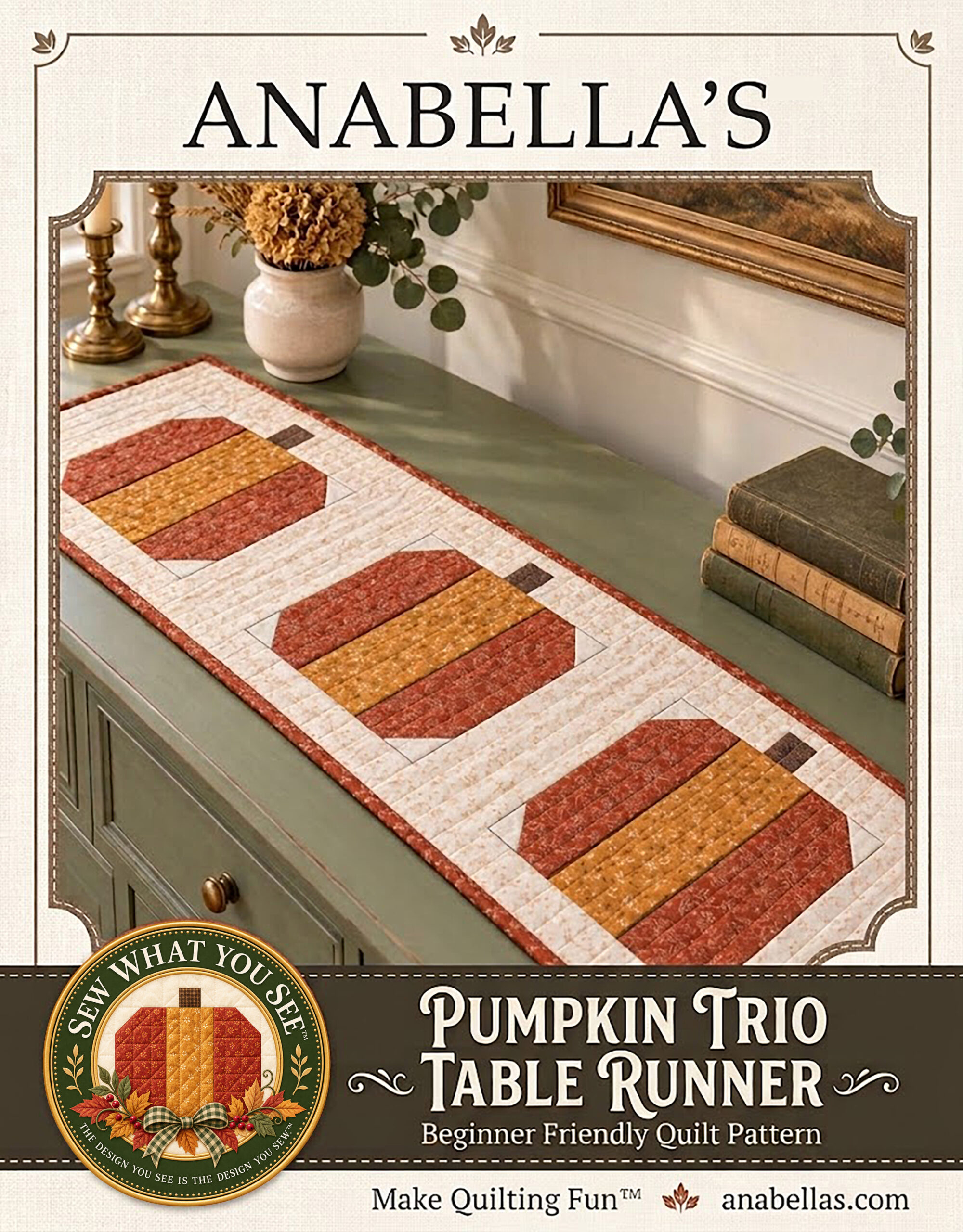 table runner cover Autumn Cottage Sewing